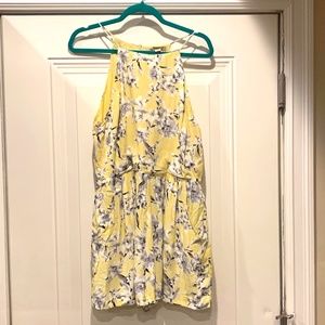 NWT yellow and gray floral romper large